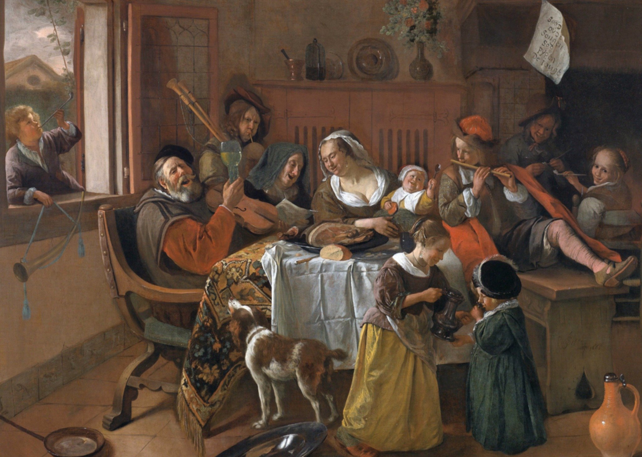 Kunstkaart Vrolijke huisgezin Kaart Klaas de Jong