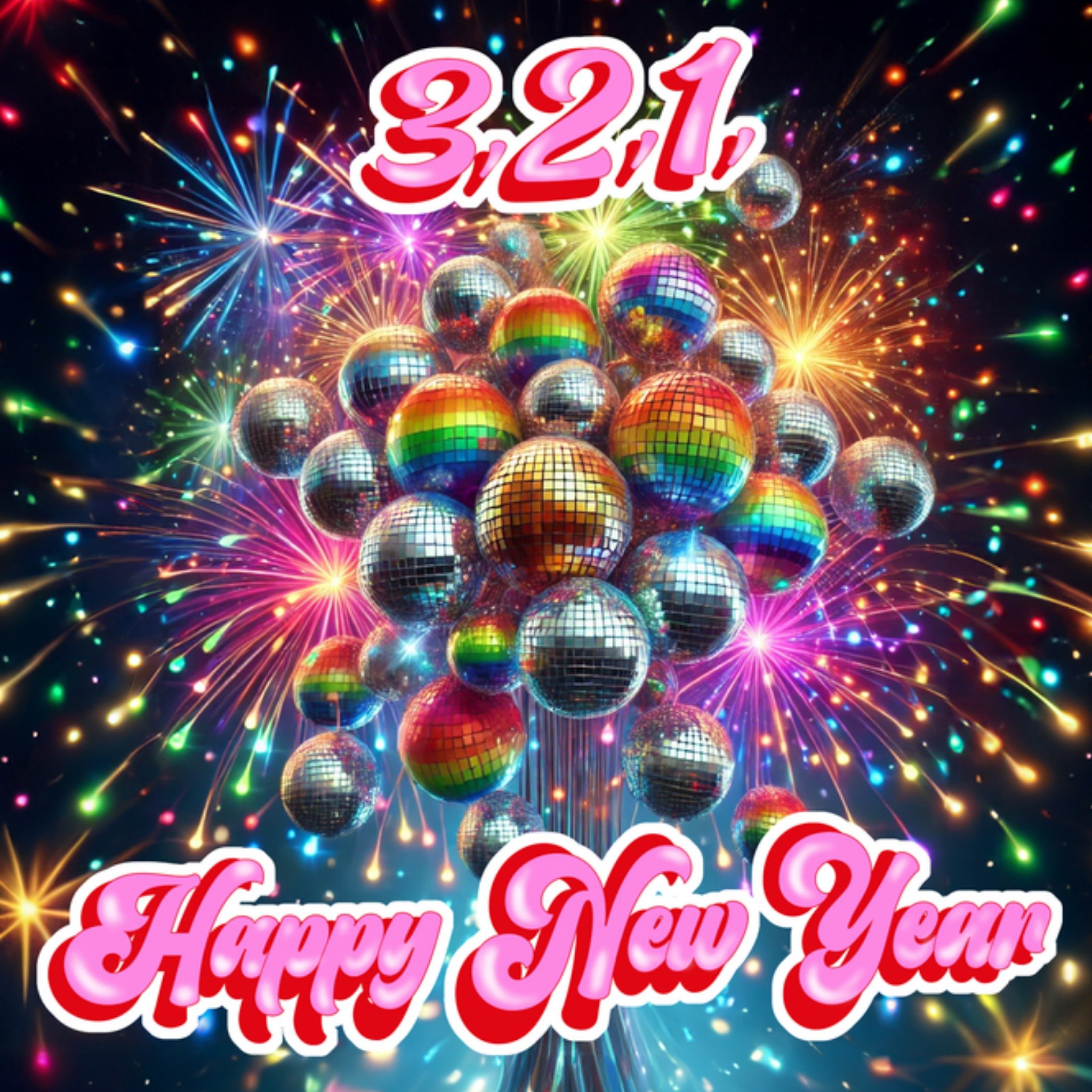 Greetz Nieuwjaarskaart 3 2 1 Happy New Year Vierkante Kaart Fred van Leer