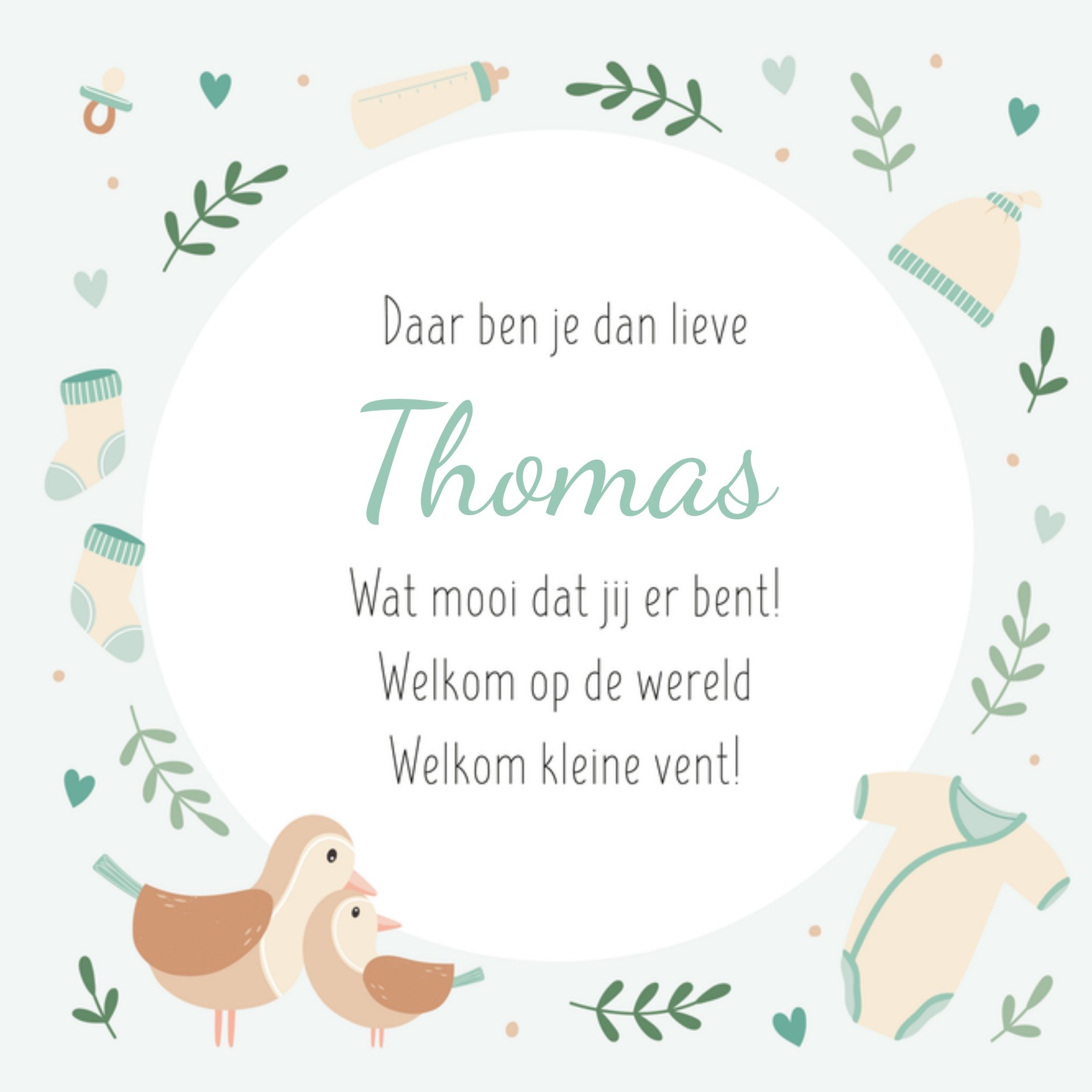 Geboortekaart Welkom op de wereld Vierkante Kaart Kleine Twinkeltjes