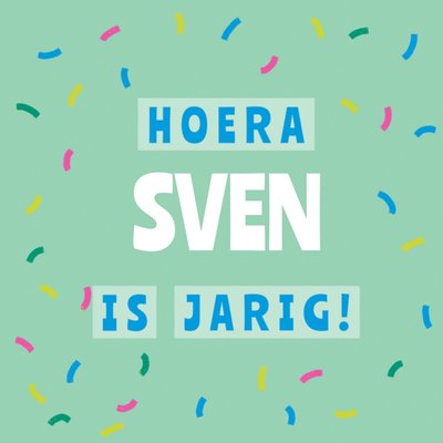 Confetti Typografisch Verjaardag Kaart