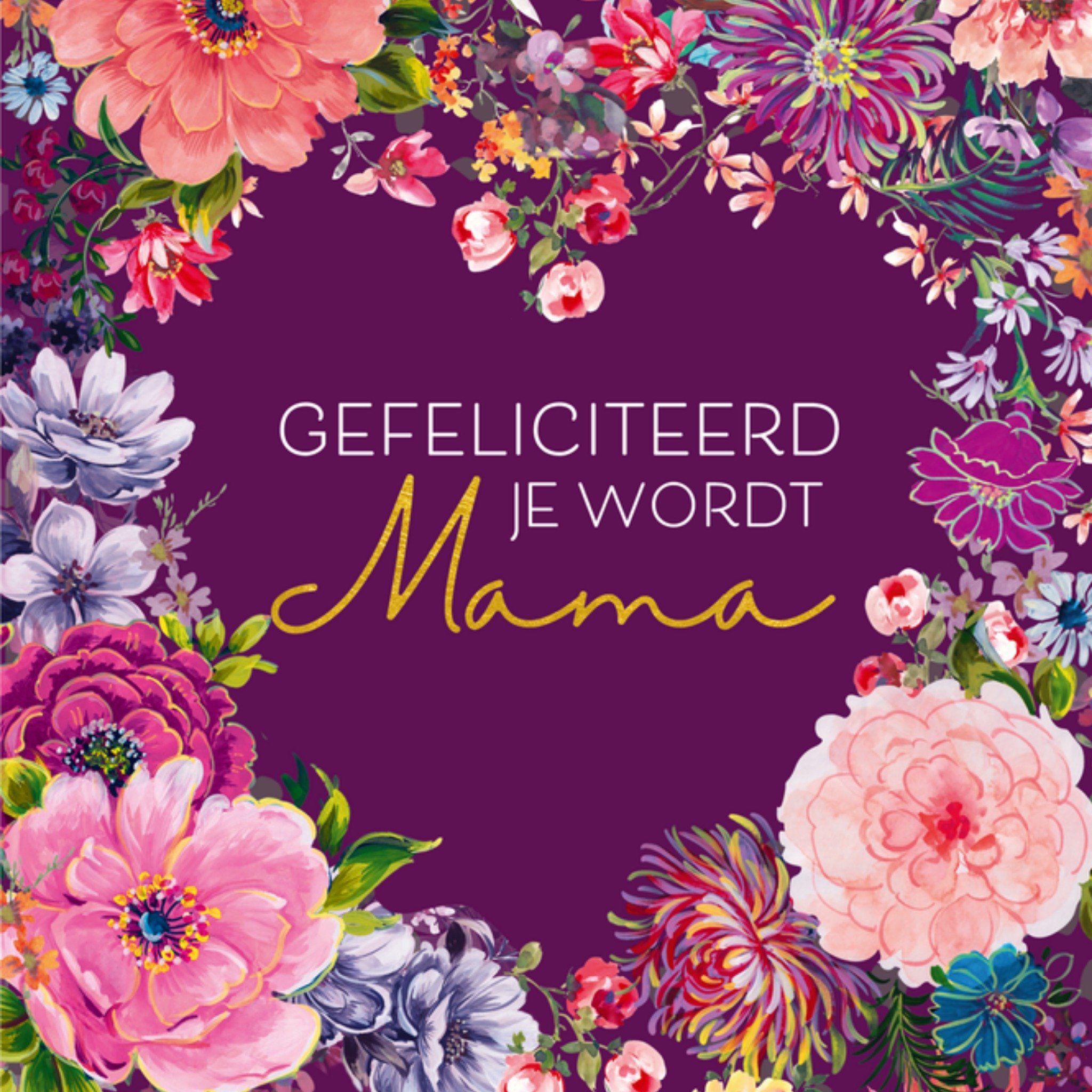 Zwangerschapskaart Bloemen Je wordt Mama Vierkante Kaart Melli Mello