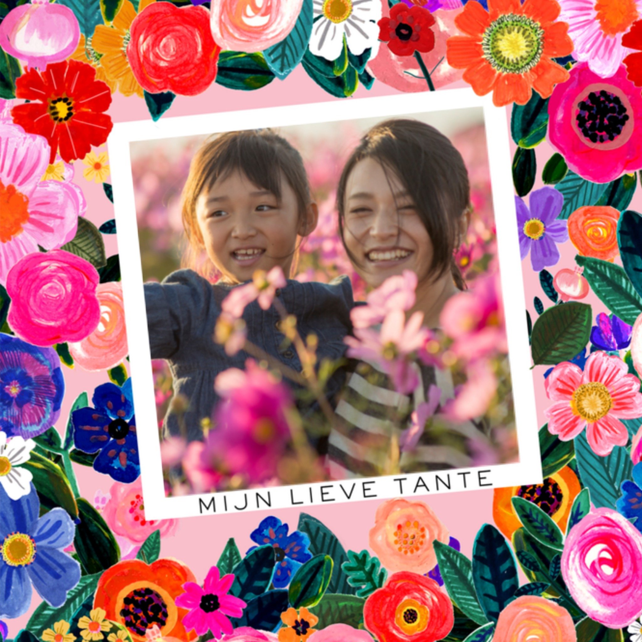 Katt Jones Hulafig Katt Jones Verjaardagskaart bloemen foto Vierkant