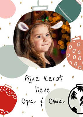 Geïllustreerde Ornamenten Foto Upload Opa En Oma Kerst Kaart