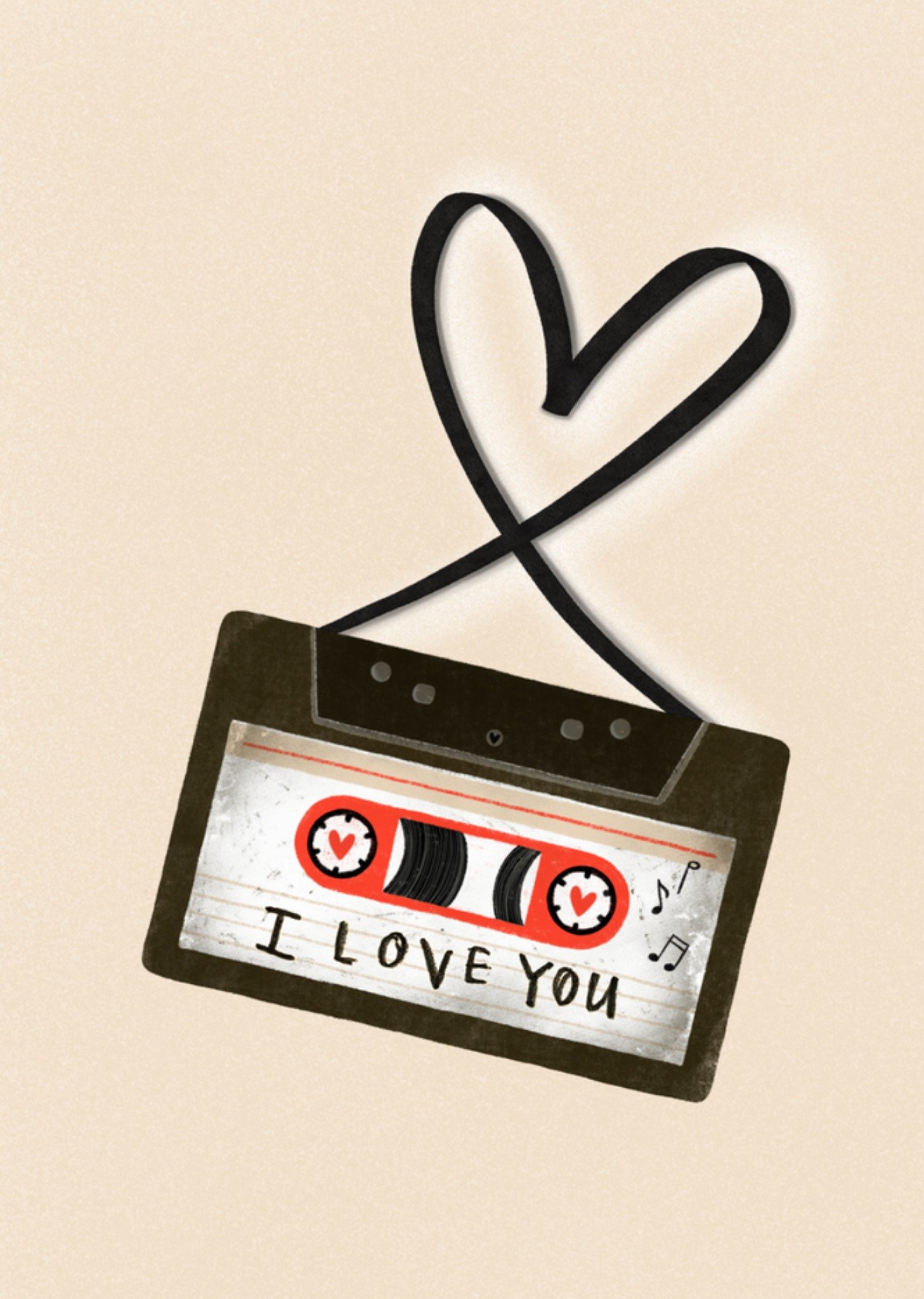 Valentijnskaart cassettebandje Kaart Marieke Witke