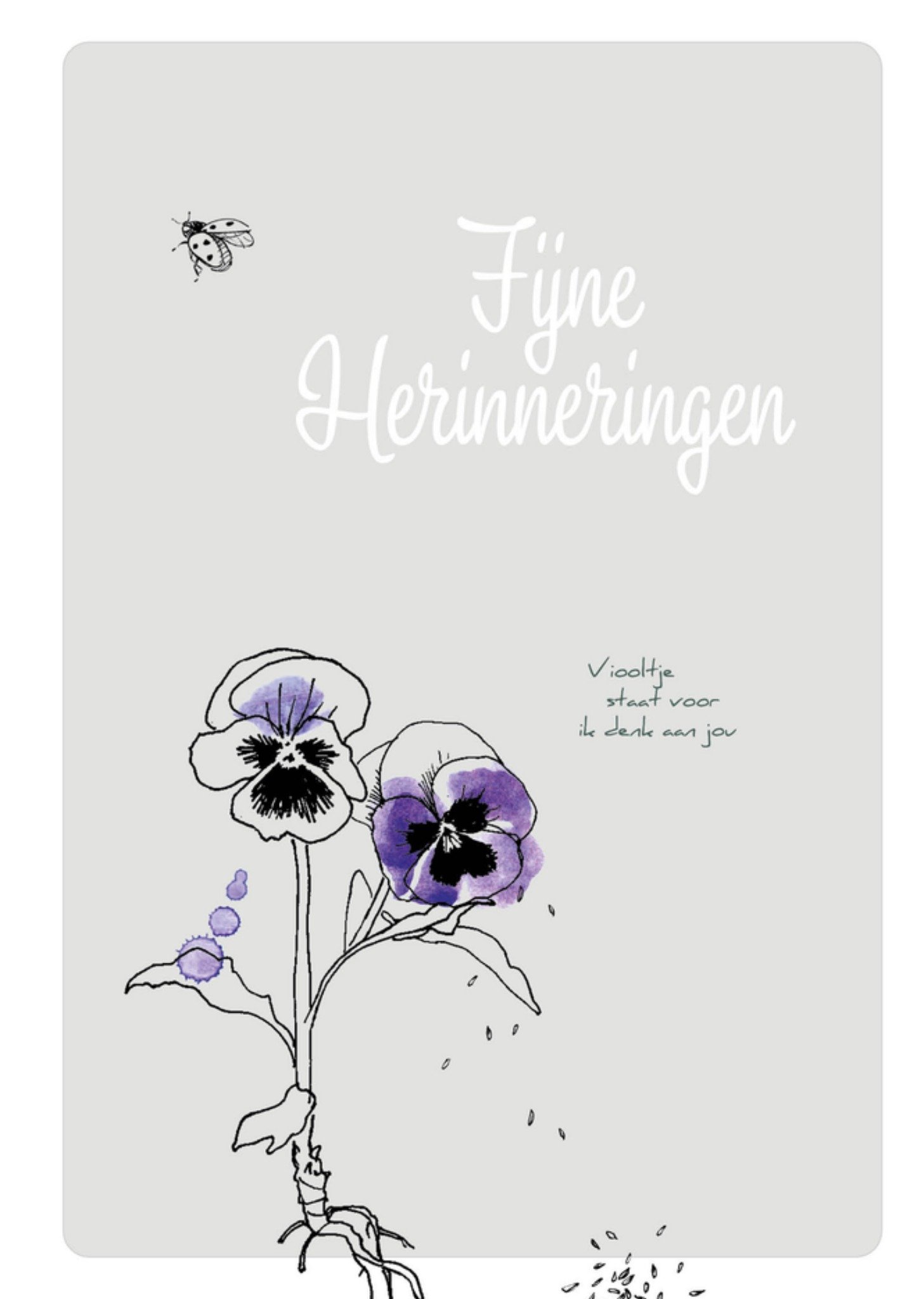 Denken aan kaart Viooltje staat voor denk aan jou Kaart Veer Moon