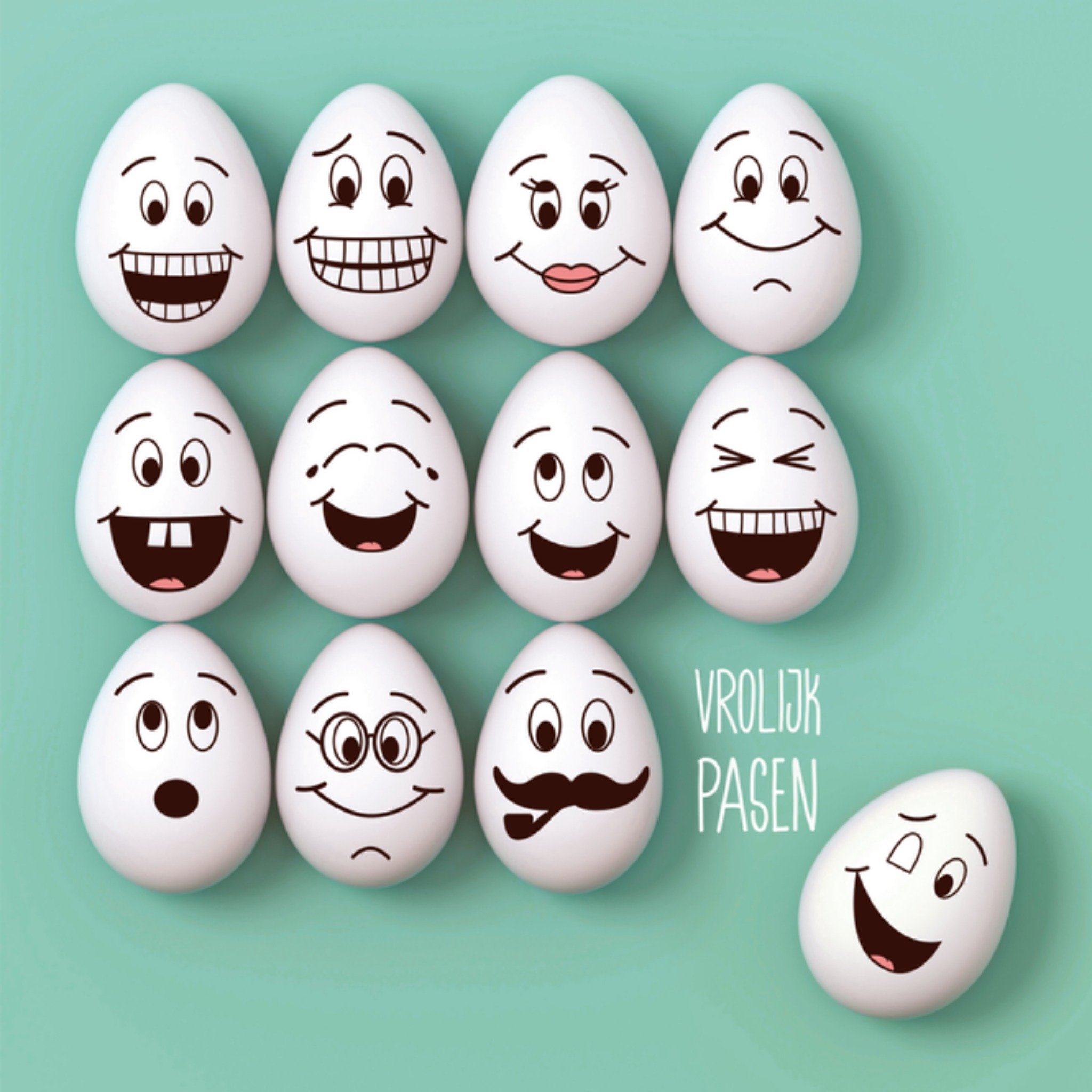 Paaskaart eieren Vierkante Kaart Paperclip