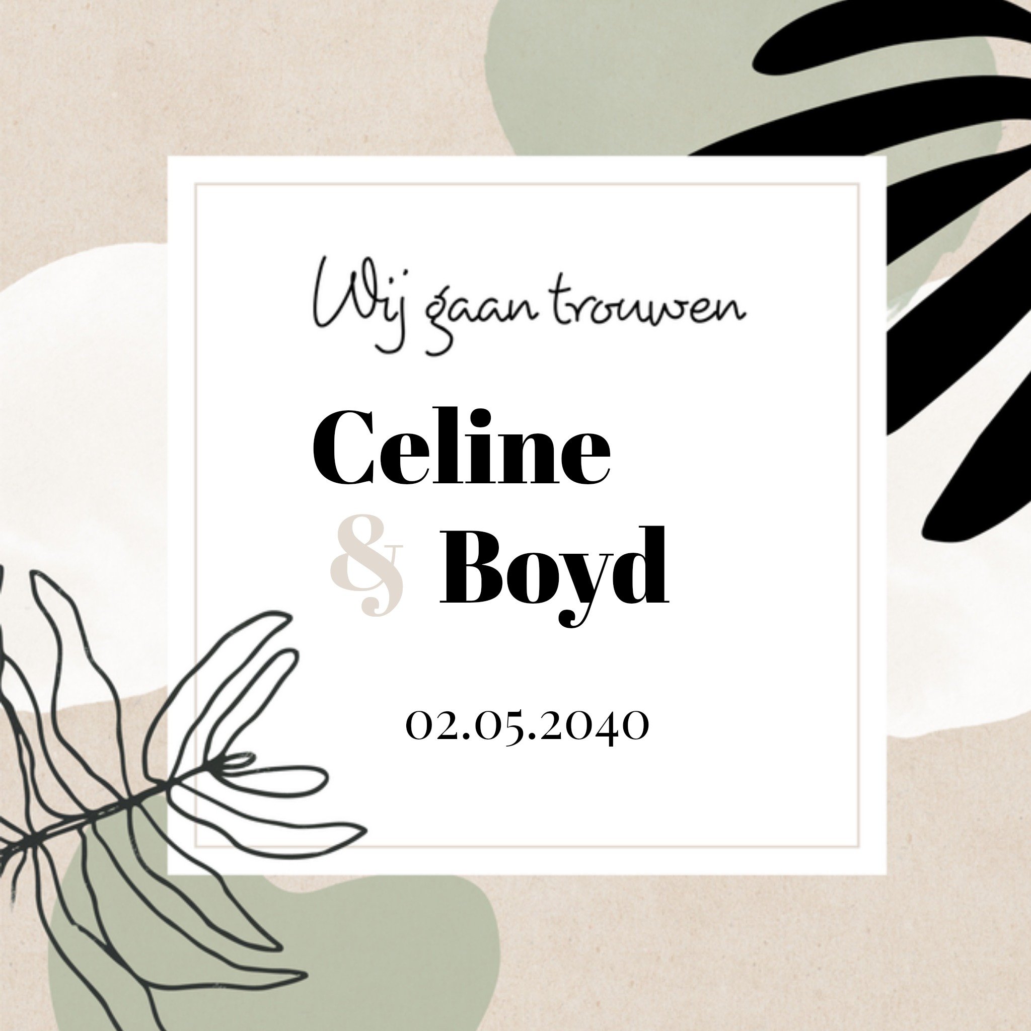 Greetz Trouwkaart met namen Vierkant