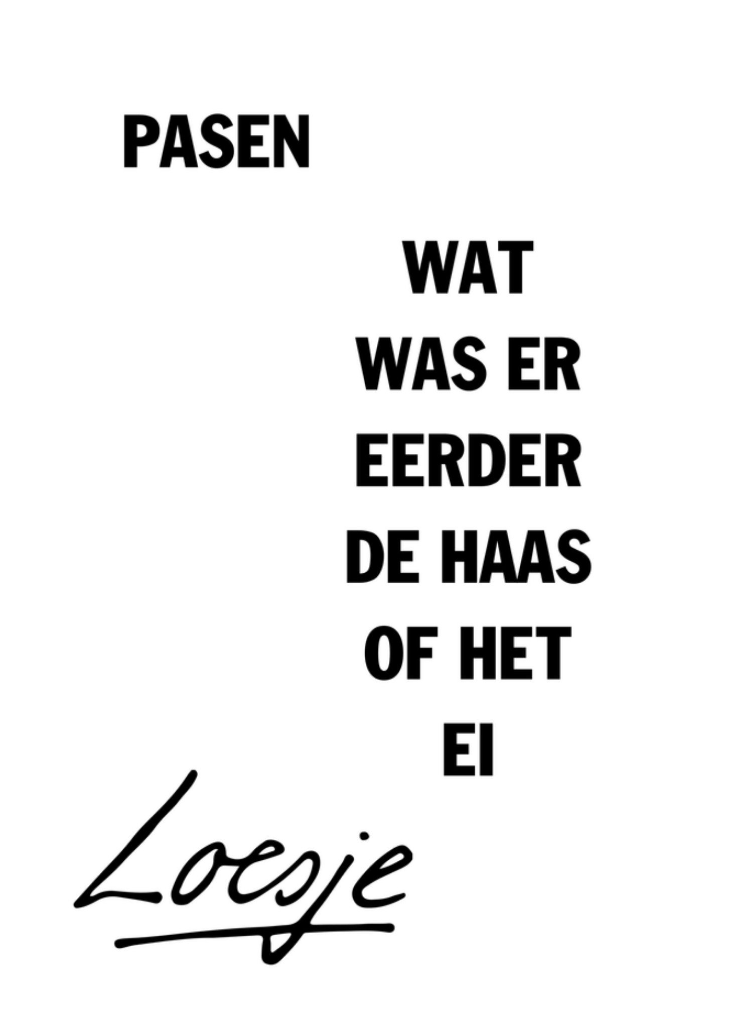 Paaskaart haas of ei Kaart Loesje