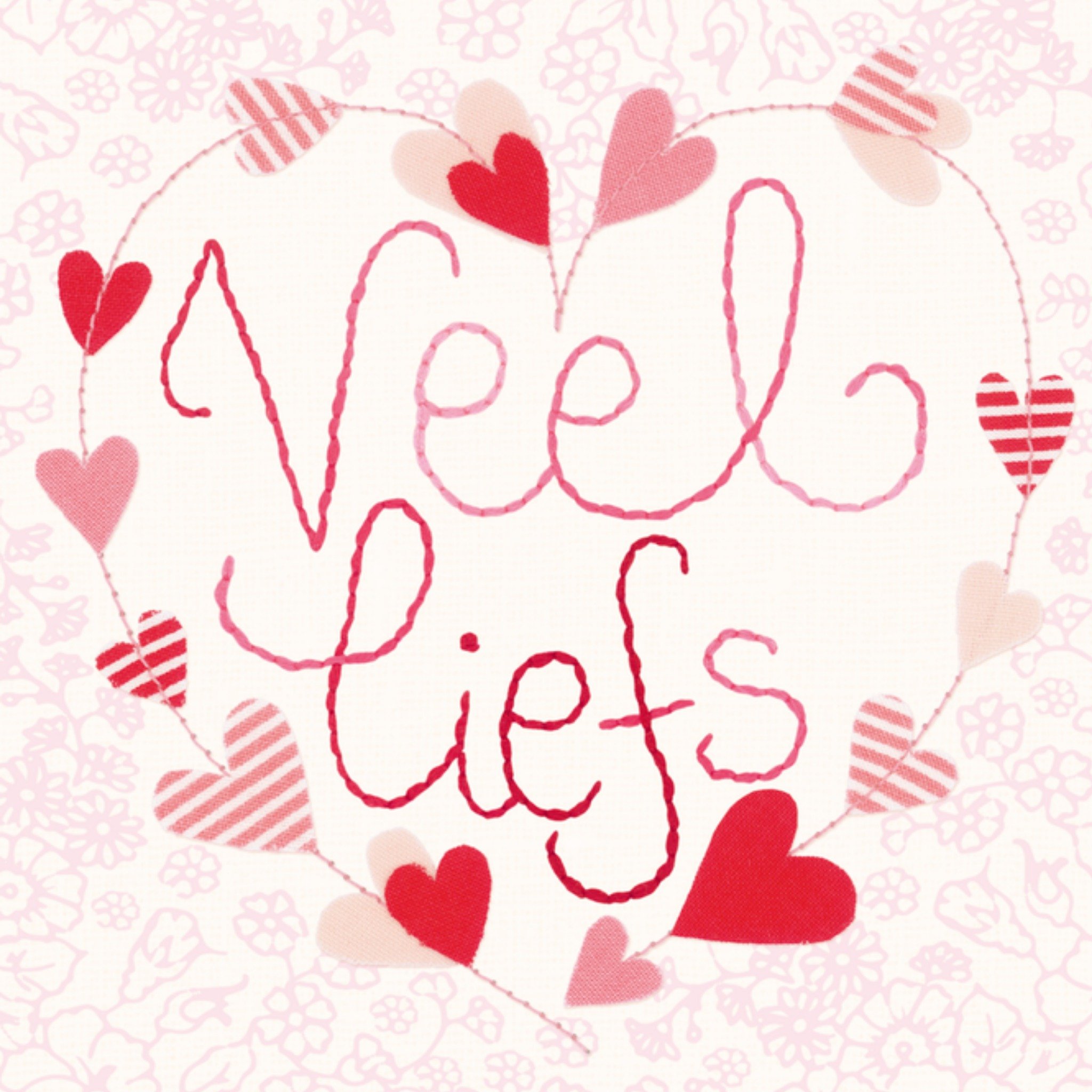 Valentijnskaart Hartjes Roze Vierkante Kaart Paperclip