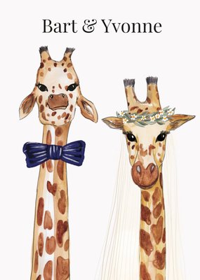 Geïllustreerd Giraffenpaar Huwelijk Kaart