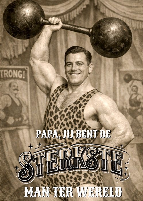 Sterkste Man Ter Wereld Vintage Gezichtswissel Foto Uploadkaart