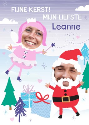 Mijn Liefste Geïllustreerde Fee En Kerstfiguur Foto Upload Kerst Kaart