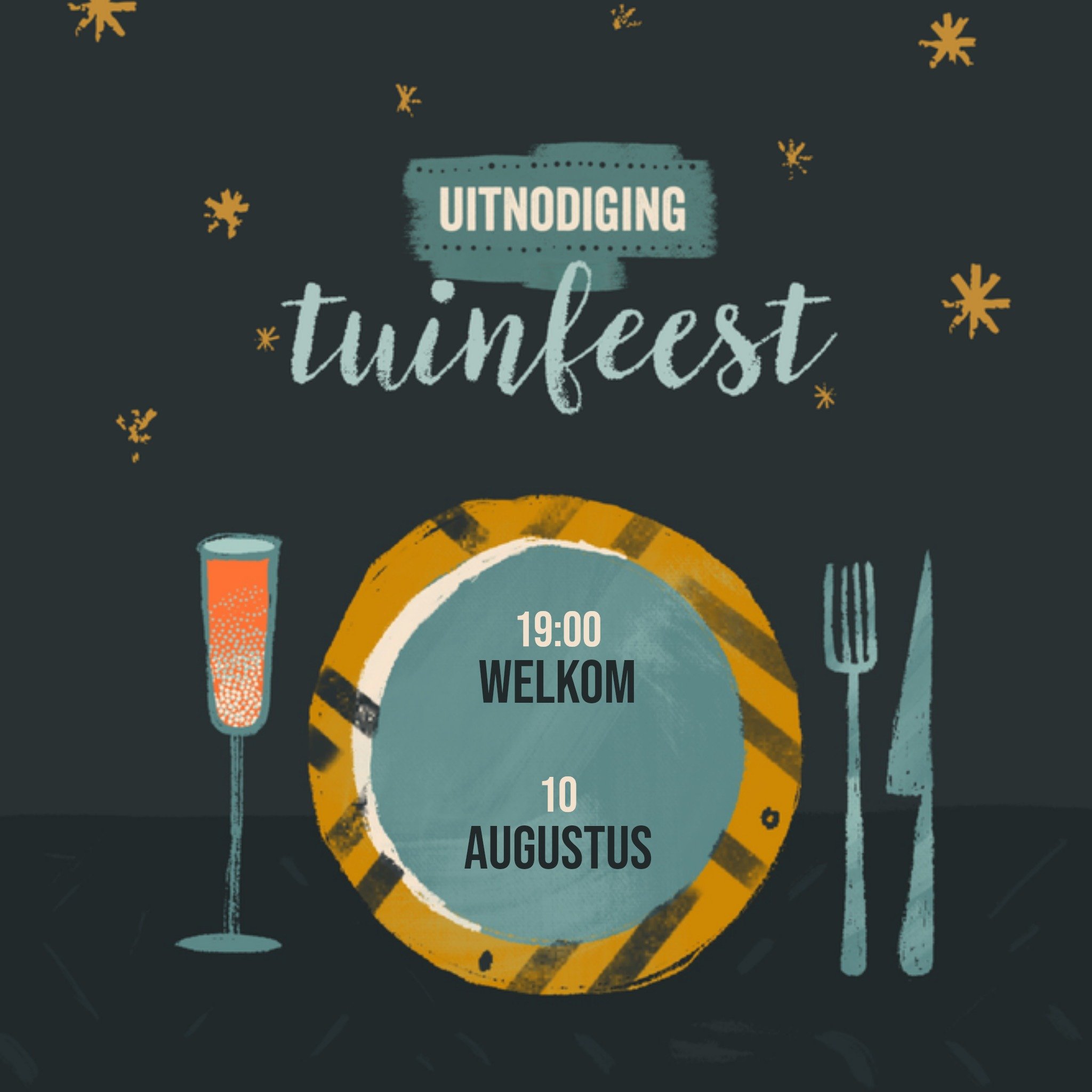 Greetz Uitnodiging tuinfeest met datum Vierkant