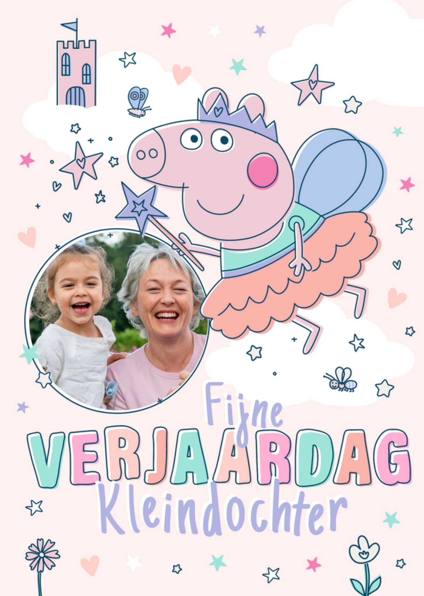Verjaardagskaart Fijne Verjaardag Kleindochter Aanpasbare foto Kaart Peppa Pig