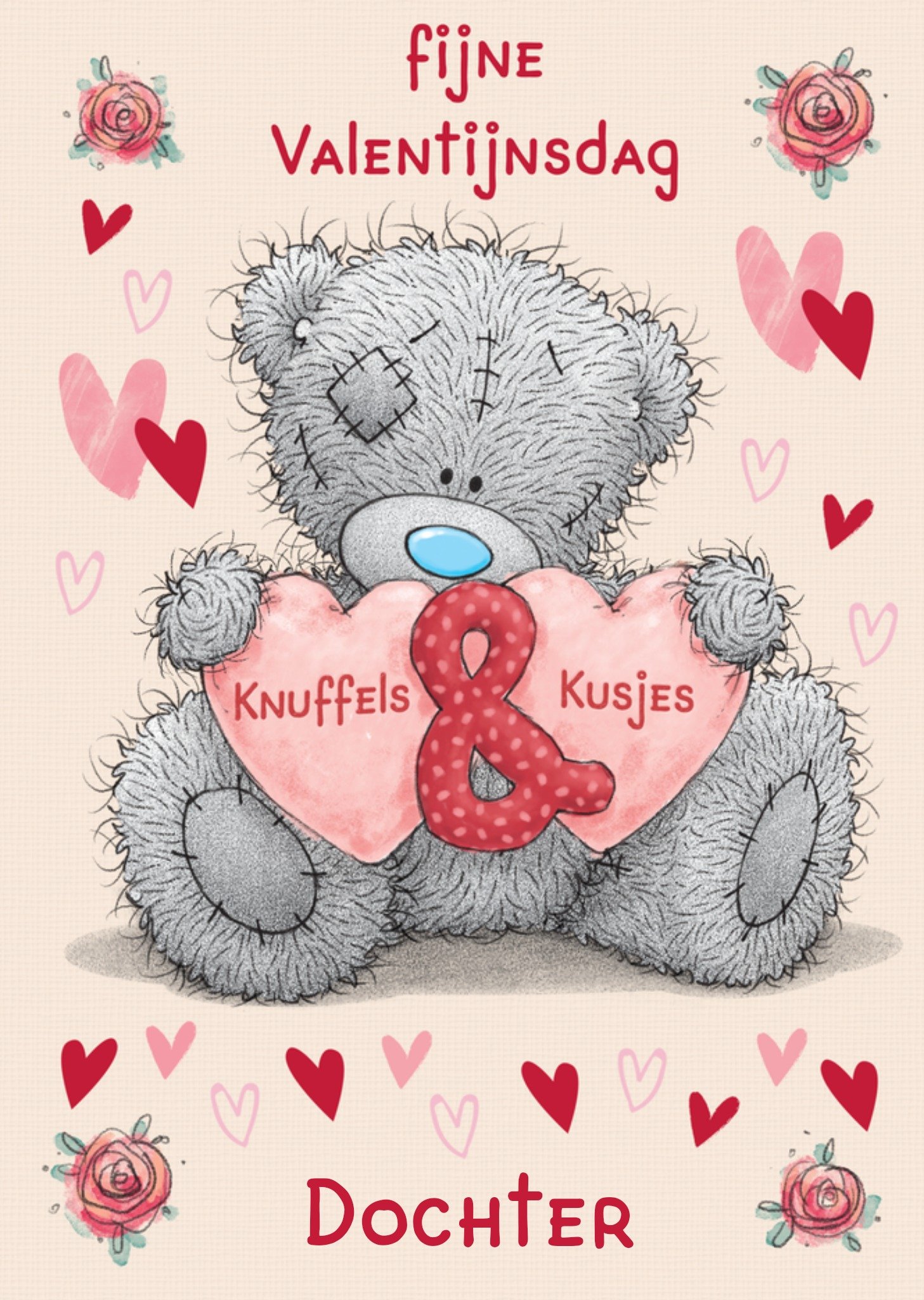 Valentijnskaart Tatty Teddy Knuffles Kusjes Dochter Aanpasbare tekst Kaart Me to You
