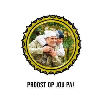 Liefs Jansje Proost Op Jou Pa! Geïllustreerde Kroonkurk Foto Upload Vaderdagskaart