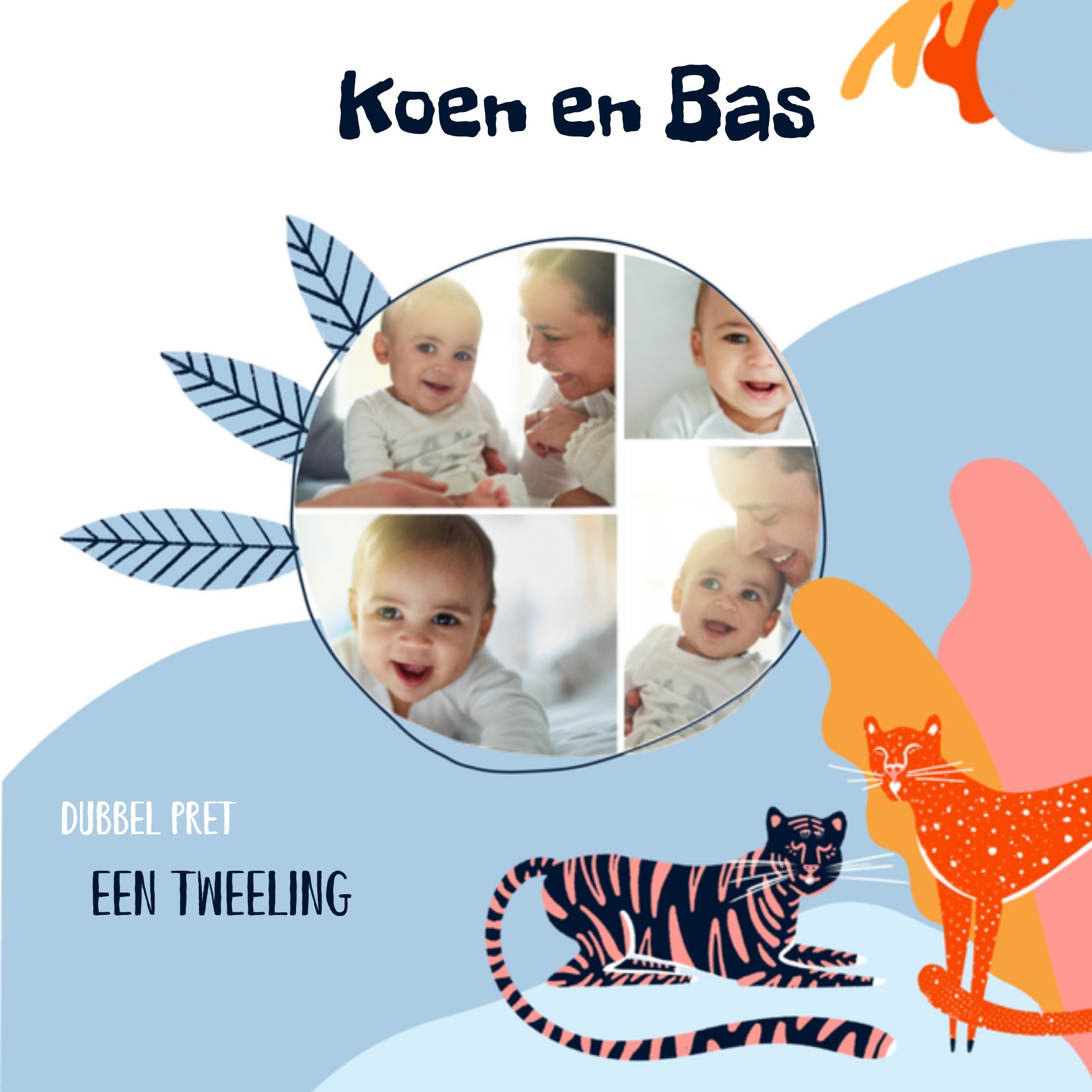 Greetz Geboortekaart Dubbel pret Vierkant