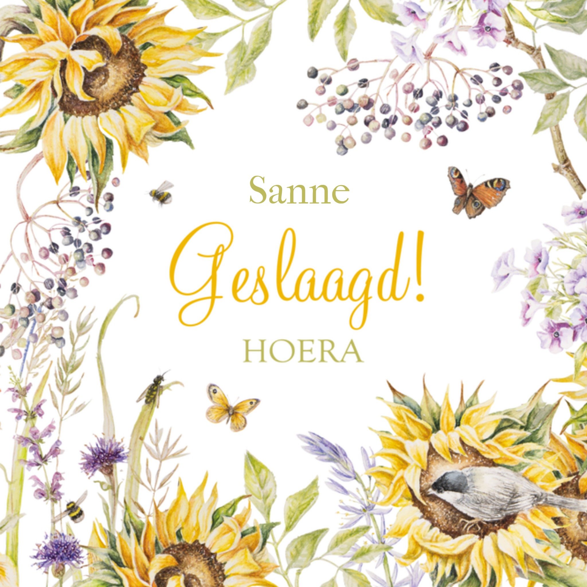 Geslaagd kaart met naam Vierkante Kaart Janneke Brinkman