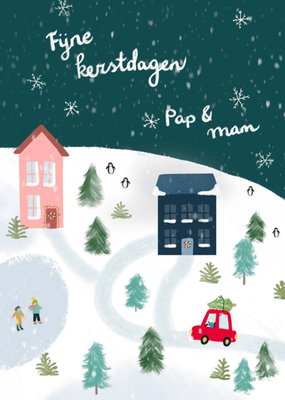 Greetz | Kerstkaart | Feestelijke huisjes | Ouders