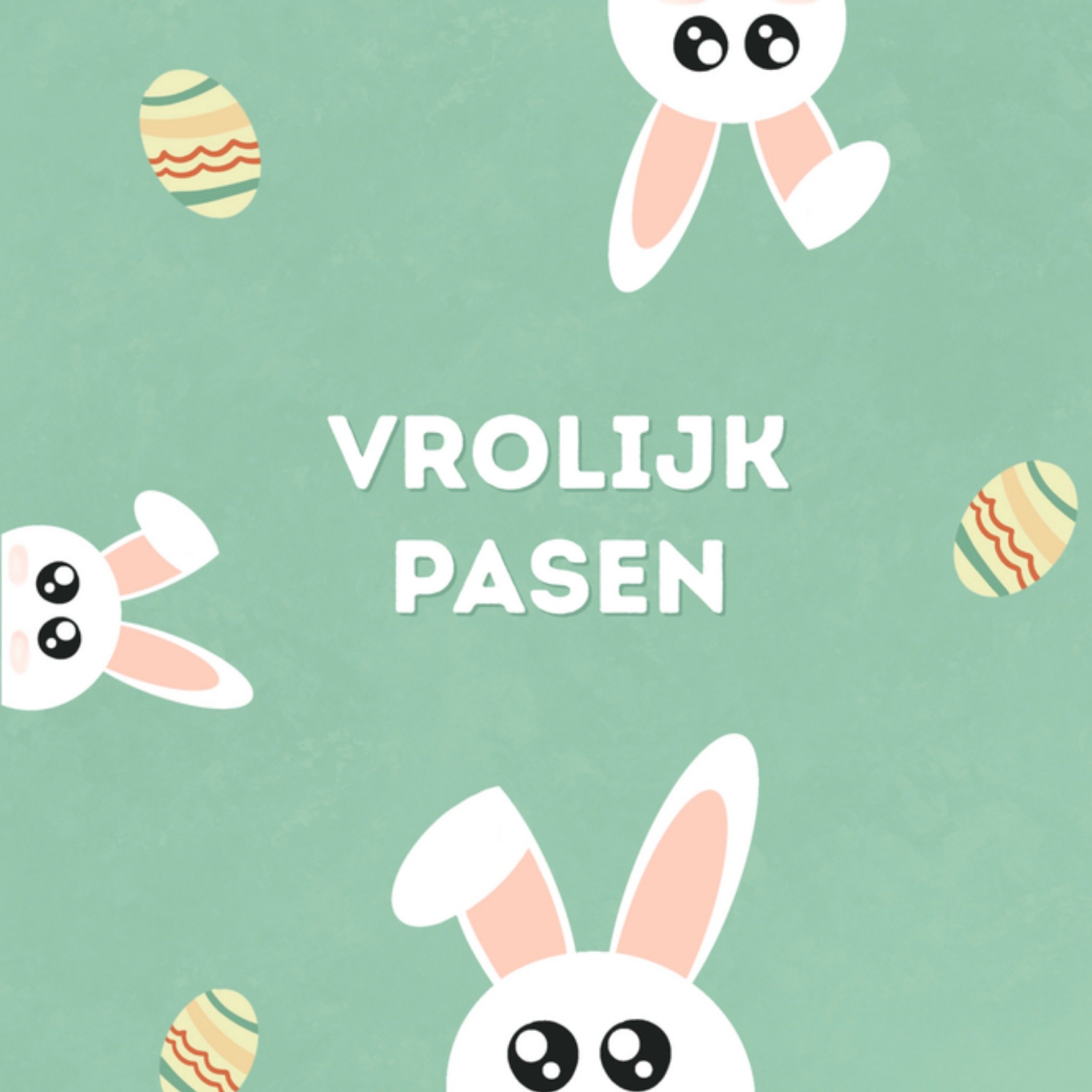 Paaskaart paashaas paasei Vierkante Kaart Greetz