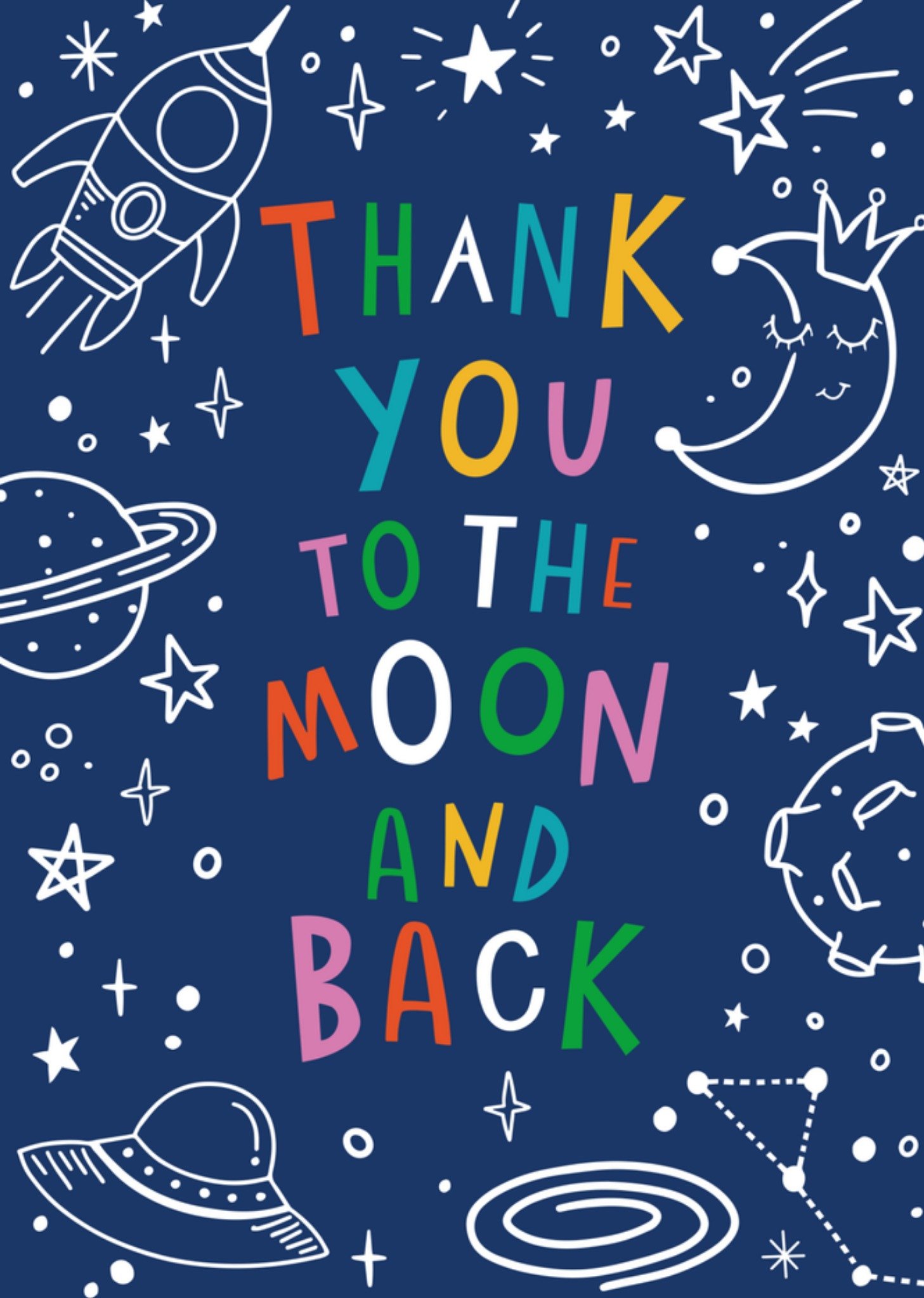 Bedanktkaart tot de maan en terug Kaart Dotty Black