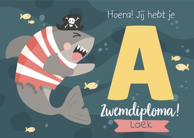 Jij Hebt Je A Zwemdiploma Geïllustreerde Piratenhaai Kaart