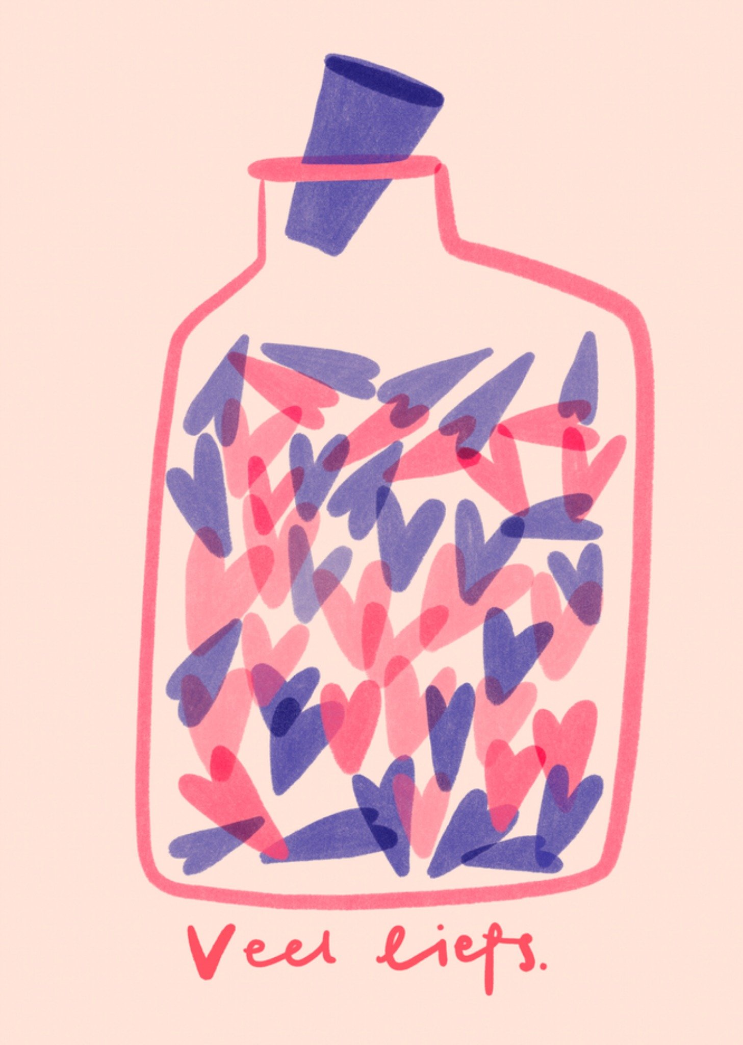 Zomaar kaart Veel liefs Kaart Gozde