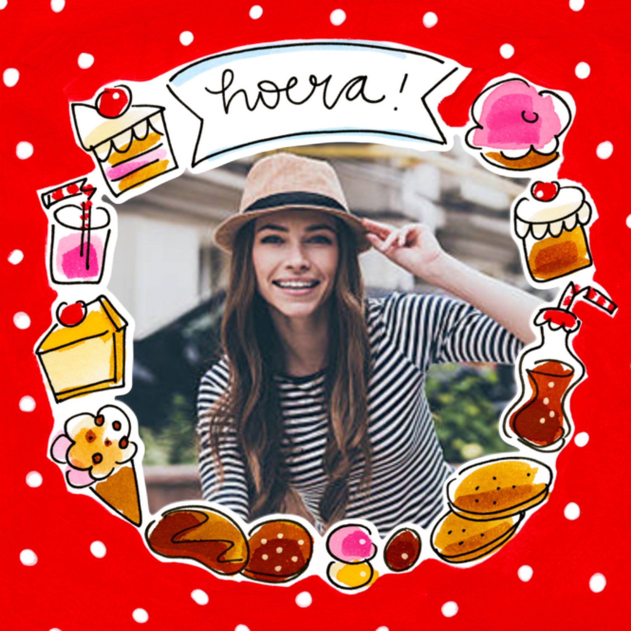 Uitnodiging verjaardagsfeest Foto Rood Cake Vierkante Kaart Blond Amsterdam