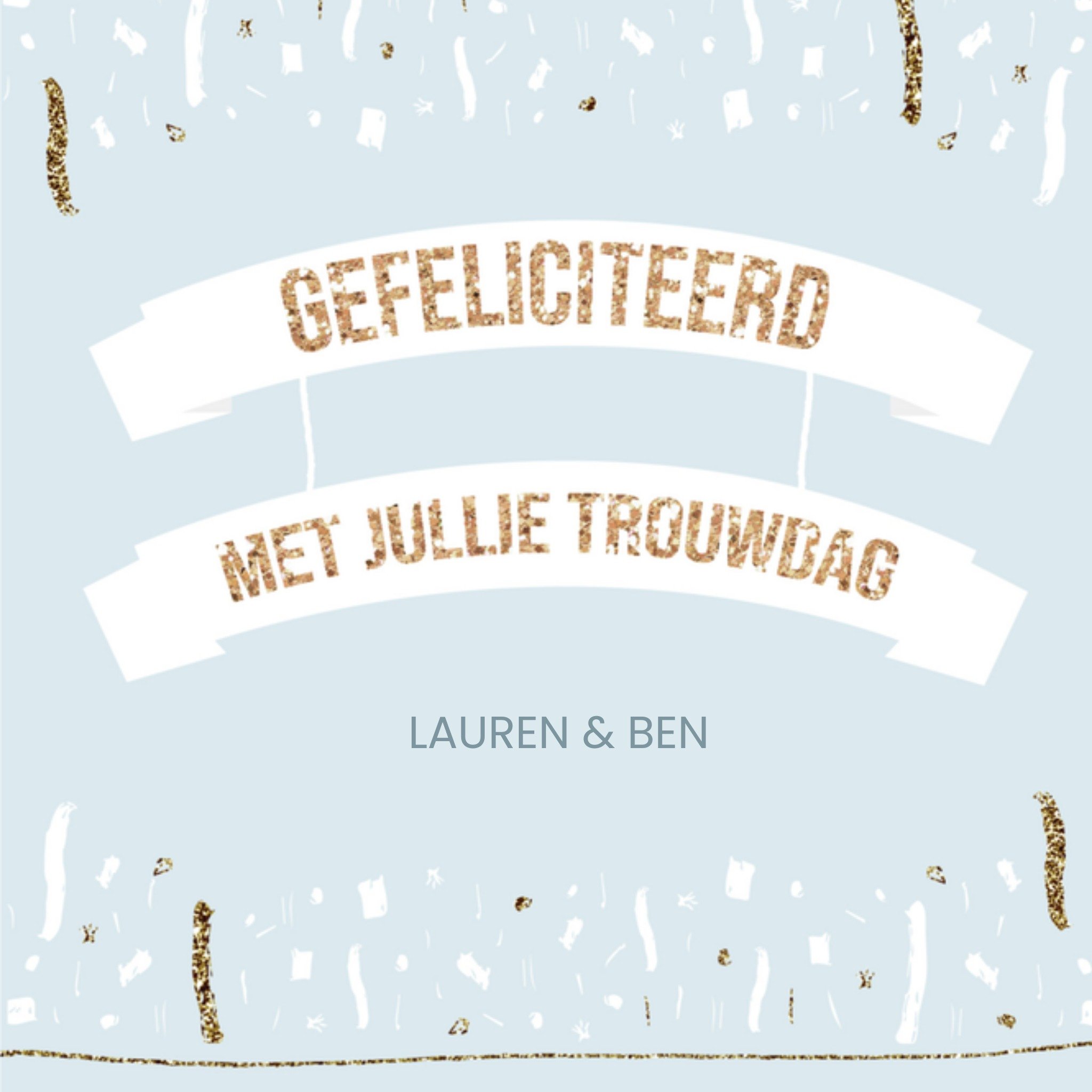 Greetz Huwelijkskaart Blauw Neutraal Vierkant