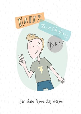 Geïllustreerde Jongen Broer Verjaardag Kaart