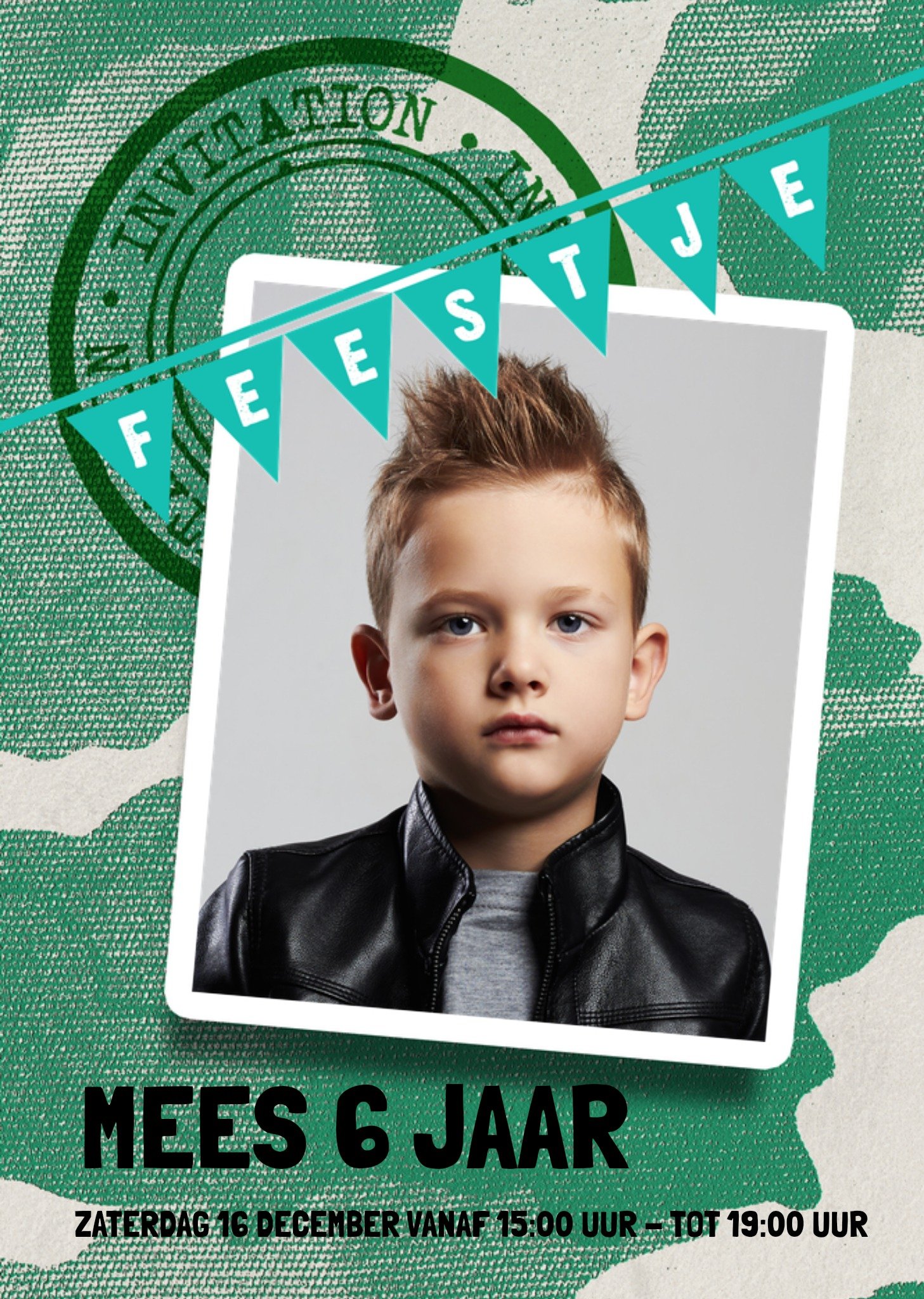 Uitnodiging Kinderfeestje Met foto en tekst Kaart Luckz