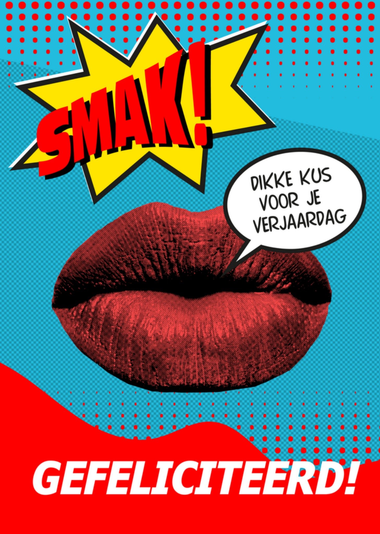 Verjaardagskaart lippen dikke kus Greetz