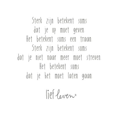 Lief Leven | Sterkte kaart | quote