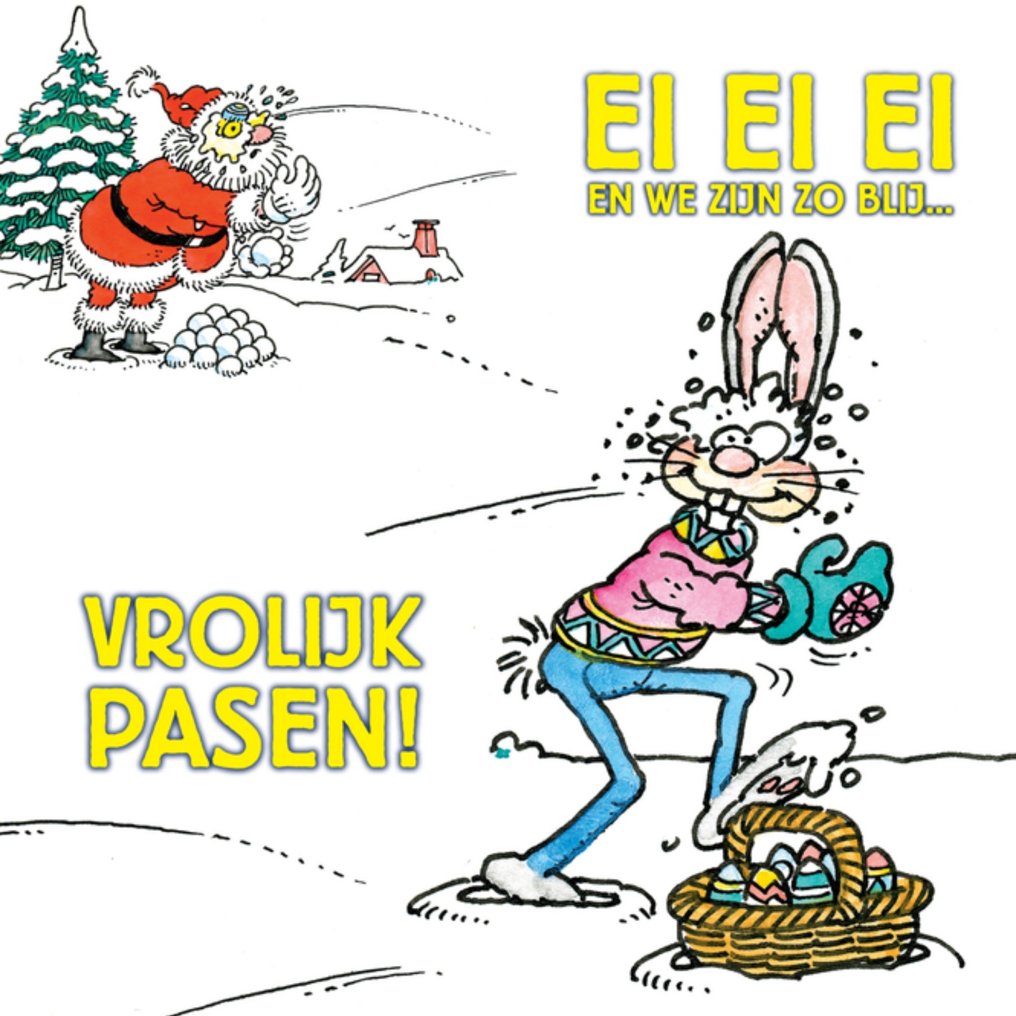 Paaskaart Illustratie Vierkante Kaart Jan van Haasteren