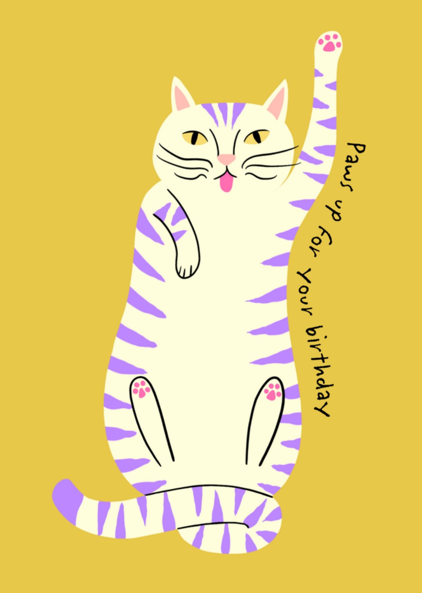 Verjaardagskaart kat paws up Greetz
