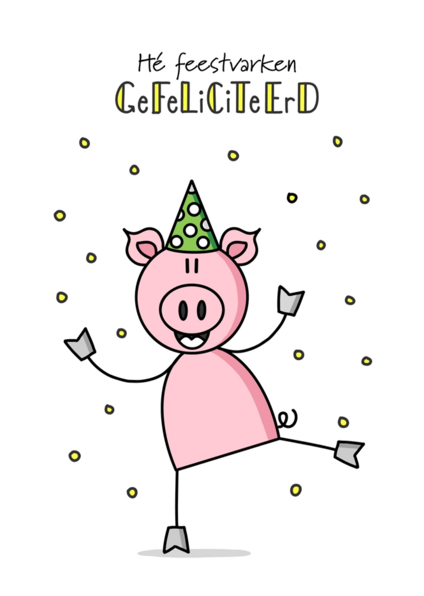 Verjaardagskaart Feestvarken Kaart YH Tekent
