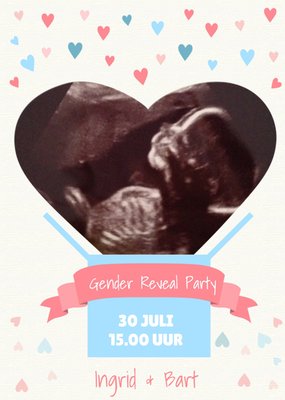 Hart Foto Upload Gender Reveal Party Kaart