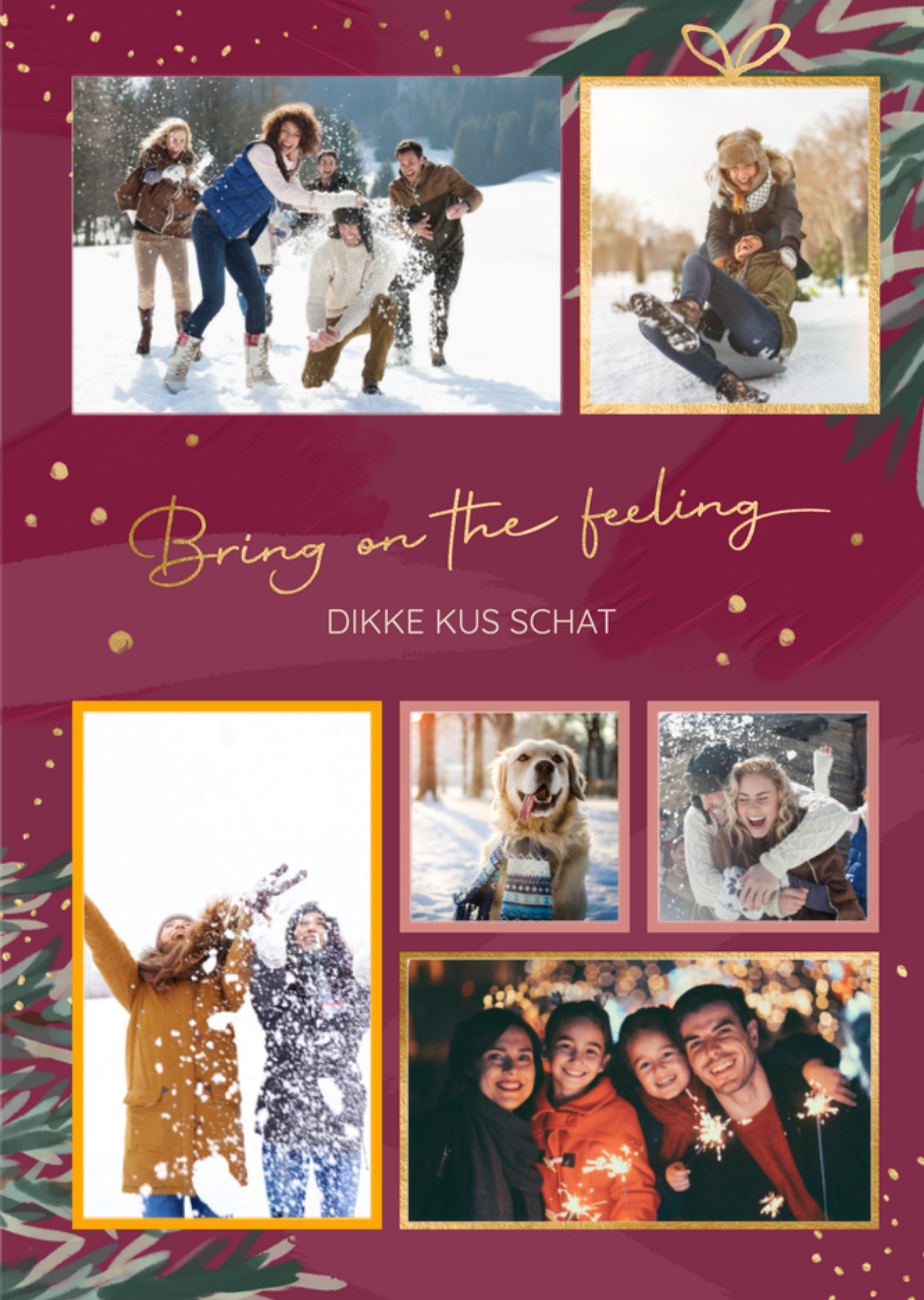 Kerstkaart Met fotos Dikke kus schat Greetz