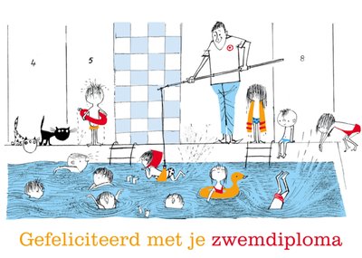 Fiep Westendorp | Zwemdiploma kaart | illustratie