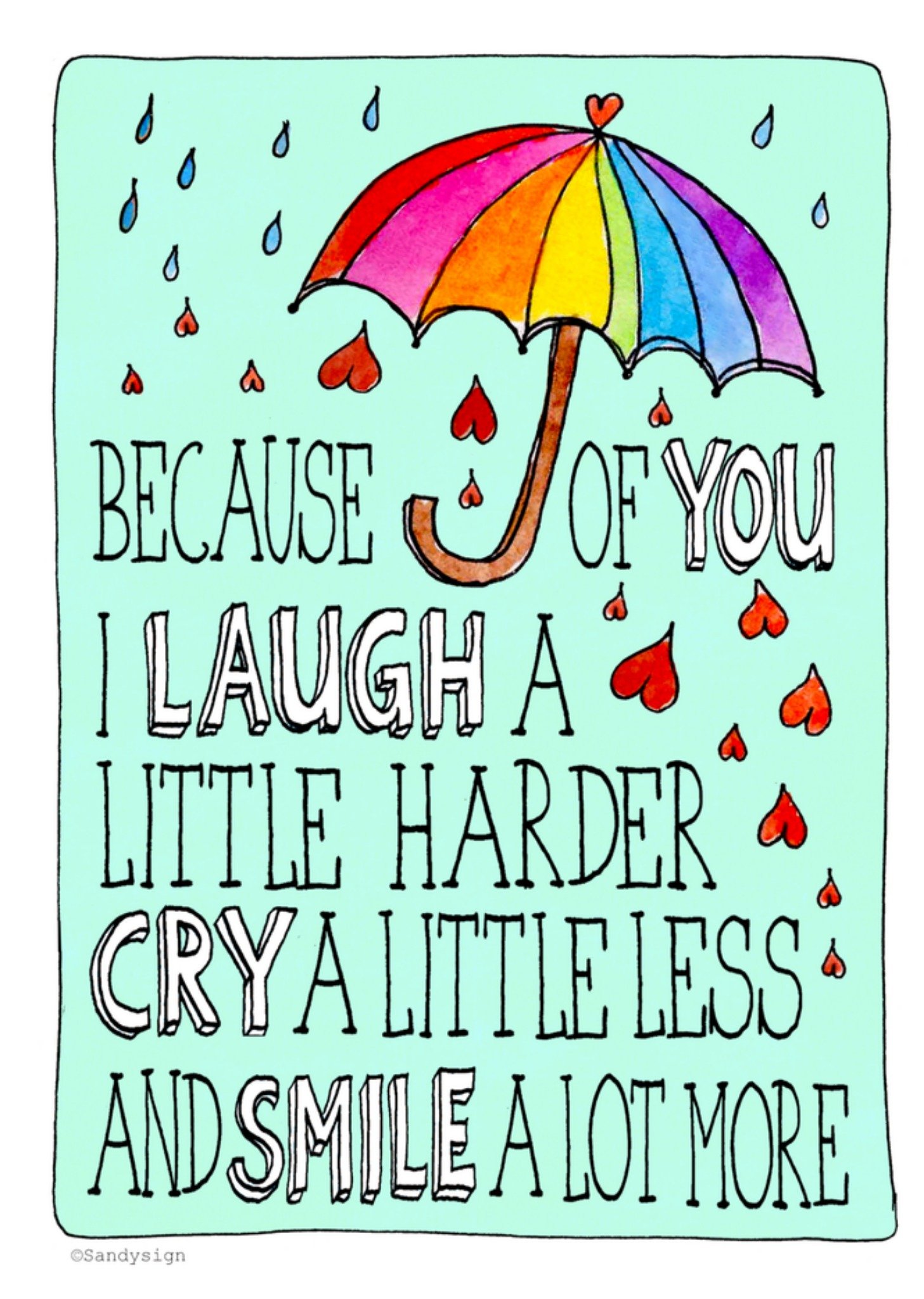 Vriendschapskaart regen Kaart Sandysign