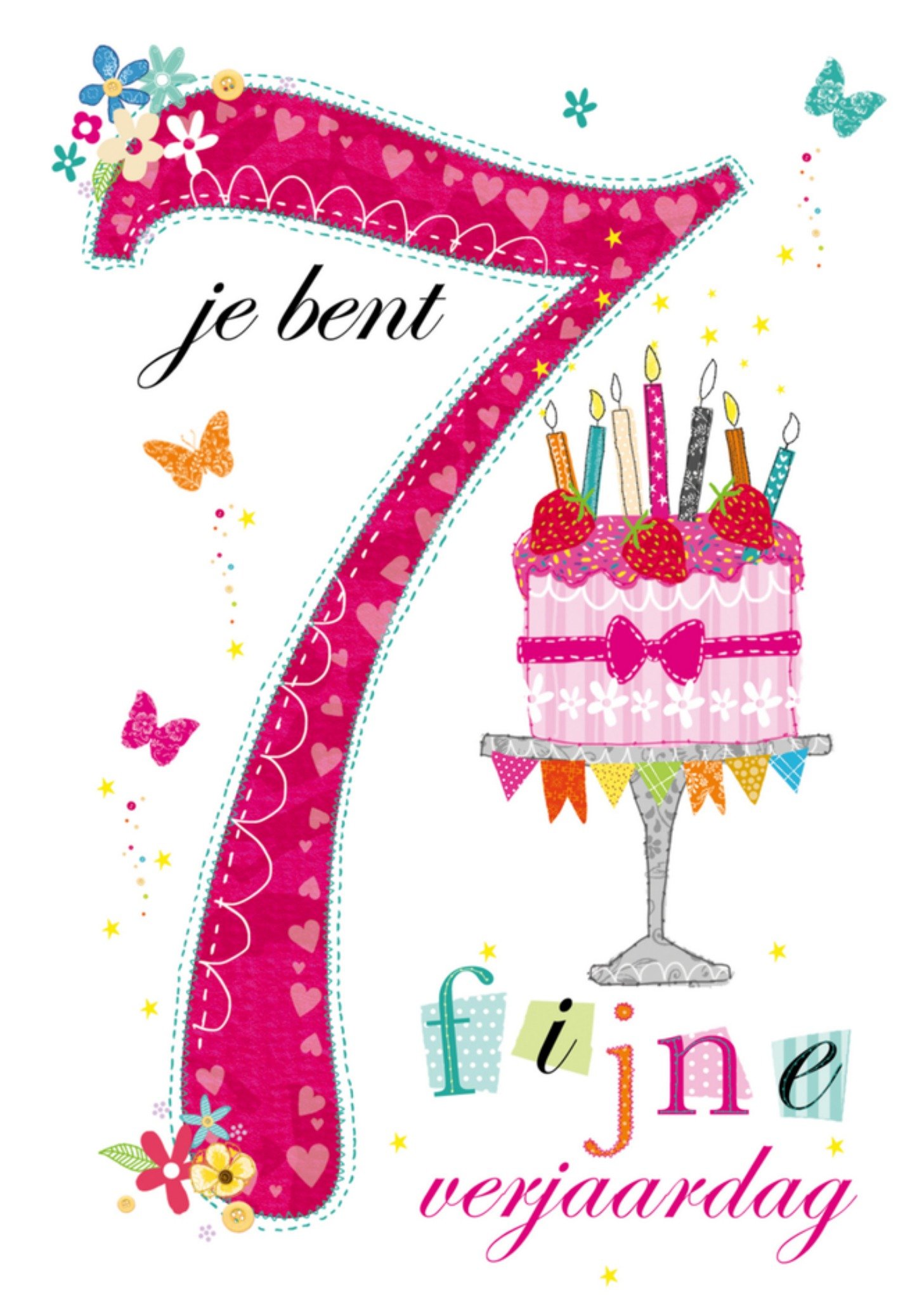 Abacus Verjaardagskaart 7 jaar taart Kaart Abacus Cards