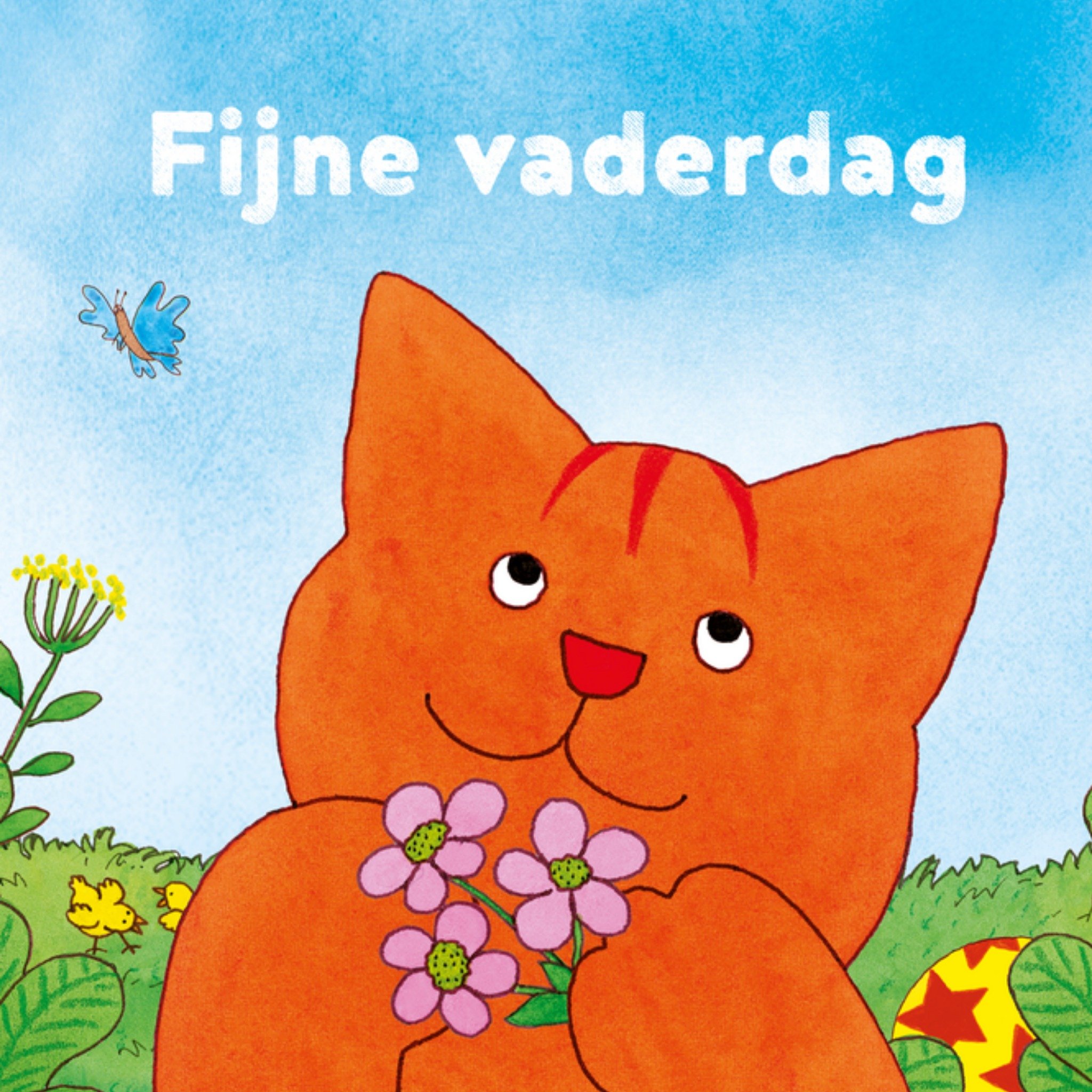 Vaderdagkaart bloemen fijne vaderdag Vierkante Kaart Dikkie Dik