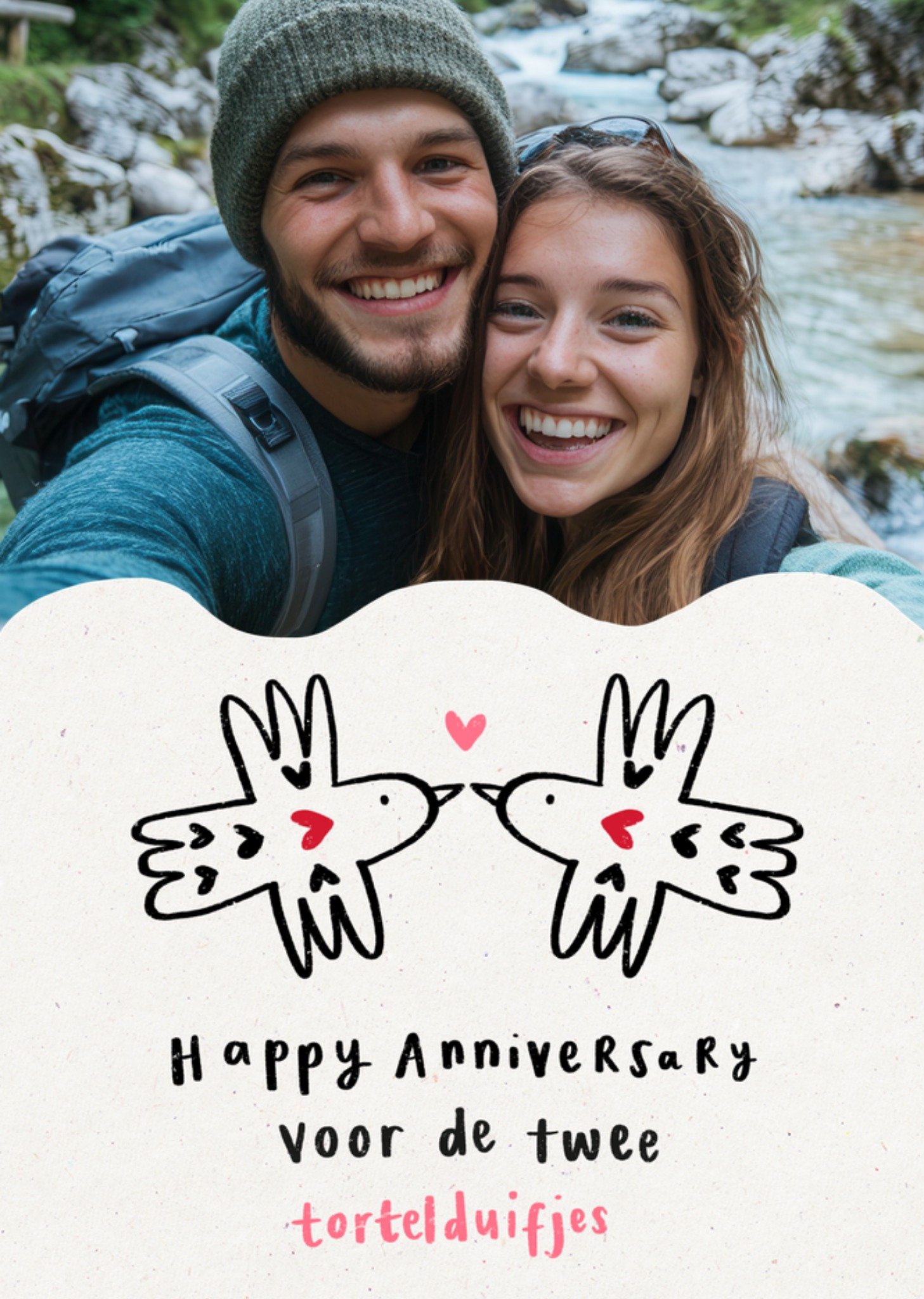 Jubileum kaart Voor de twee tortelduifjes Greetz