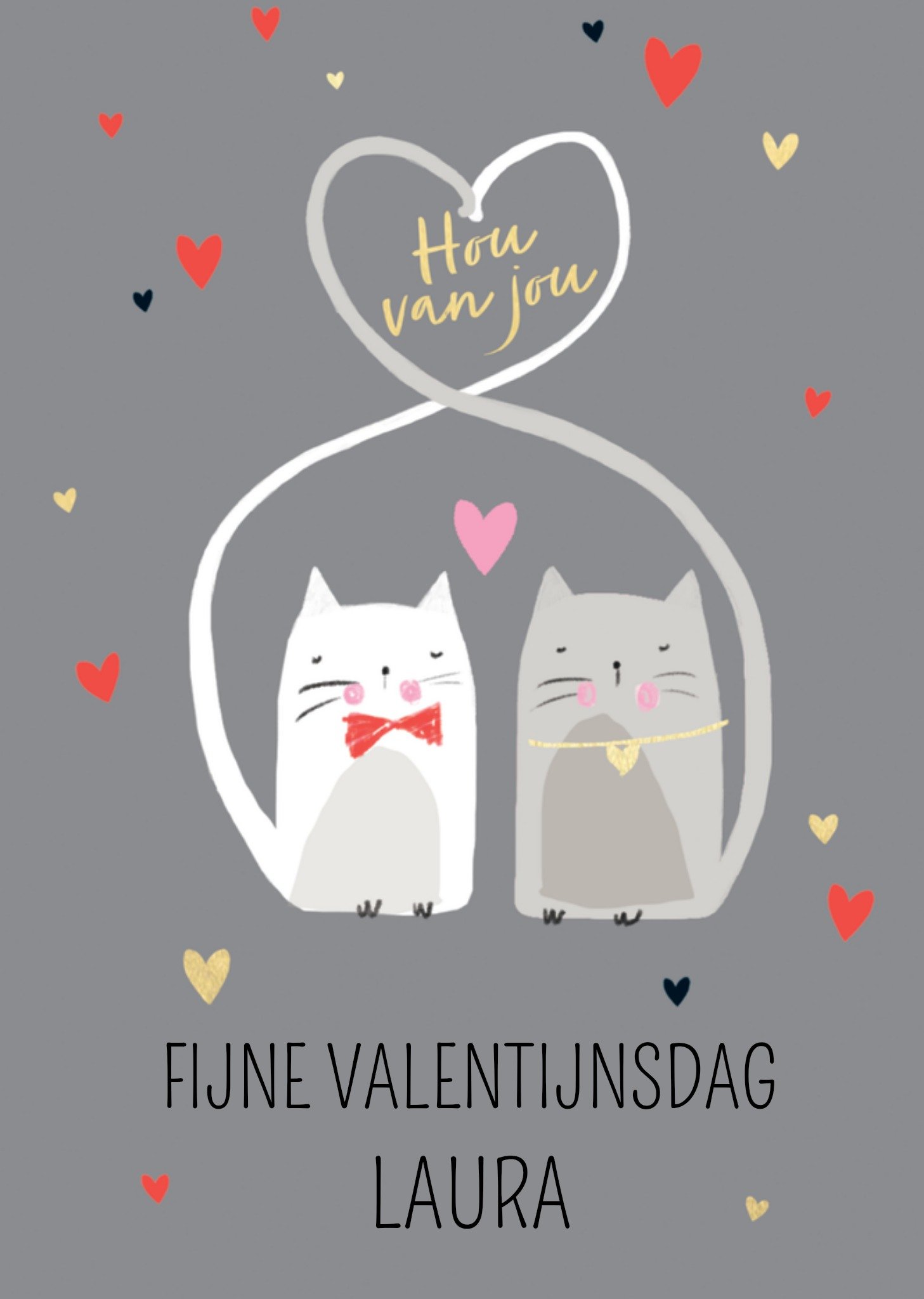Valentijnskaart met naam kat Kaart Paperlink