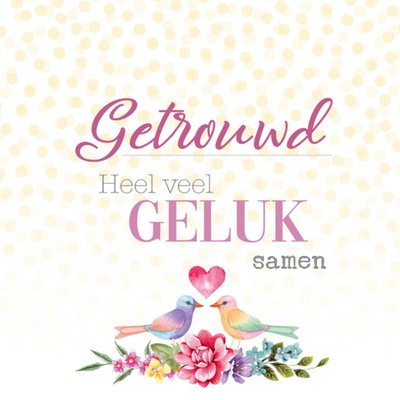 Heel Veel Geluk Samen Aquarel Vogels Huwelijk Kaart