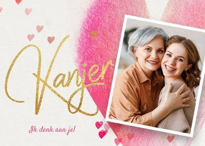 Kanjer Aquarel Hartjes Foto Upload Ik Denk Aan Je Kaart