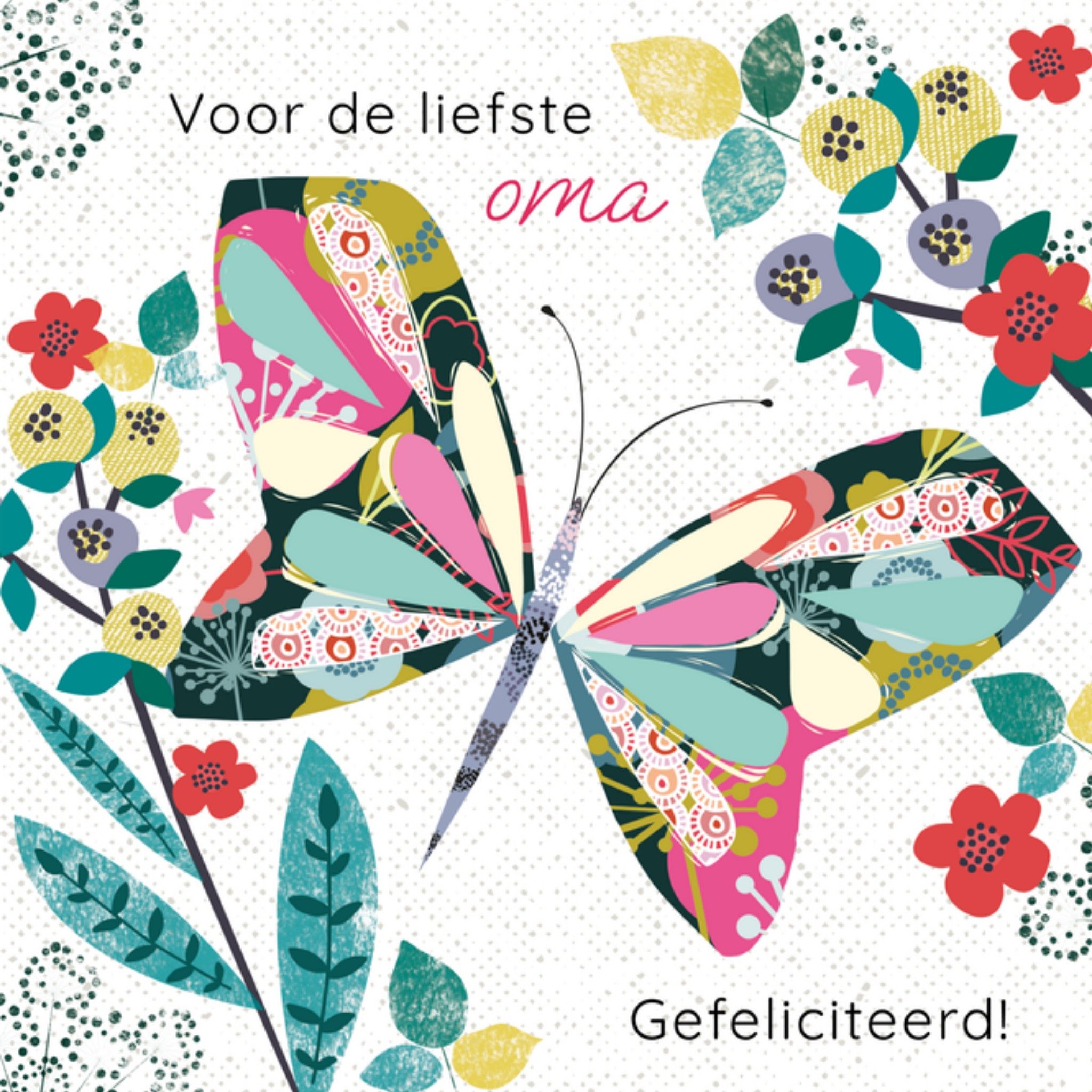 Verjaardagskaart Vlinder Oma Vierkante Kaart TMS