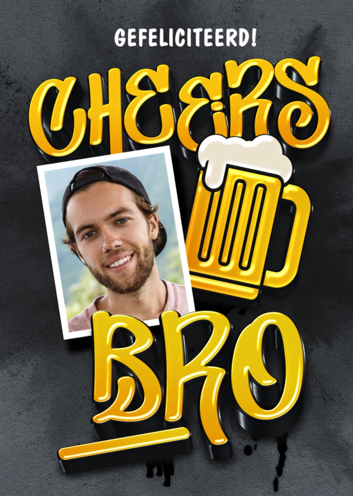 Verjaardagskaart Stoer Aanpasbare foto Man Kaart Luckz