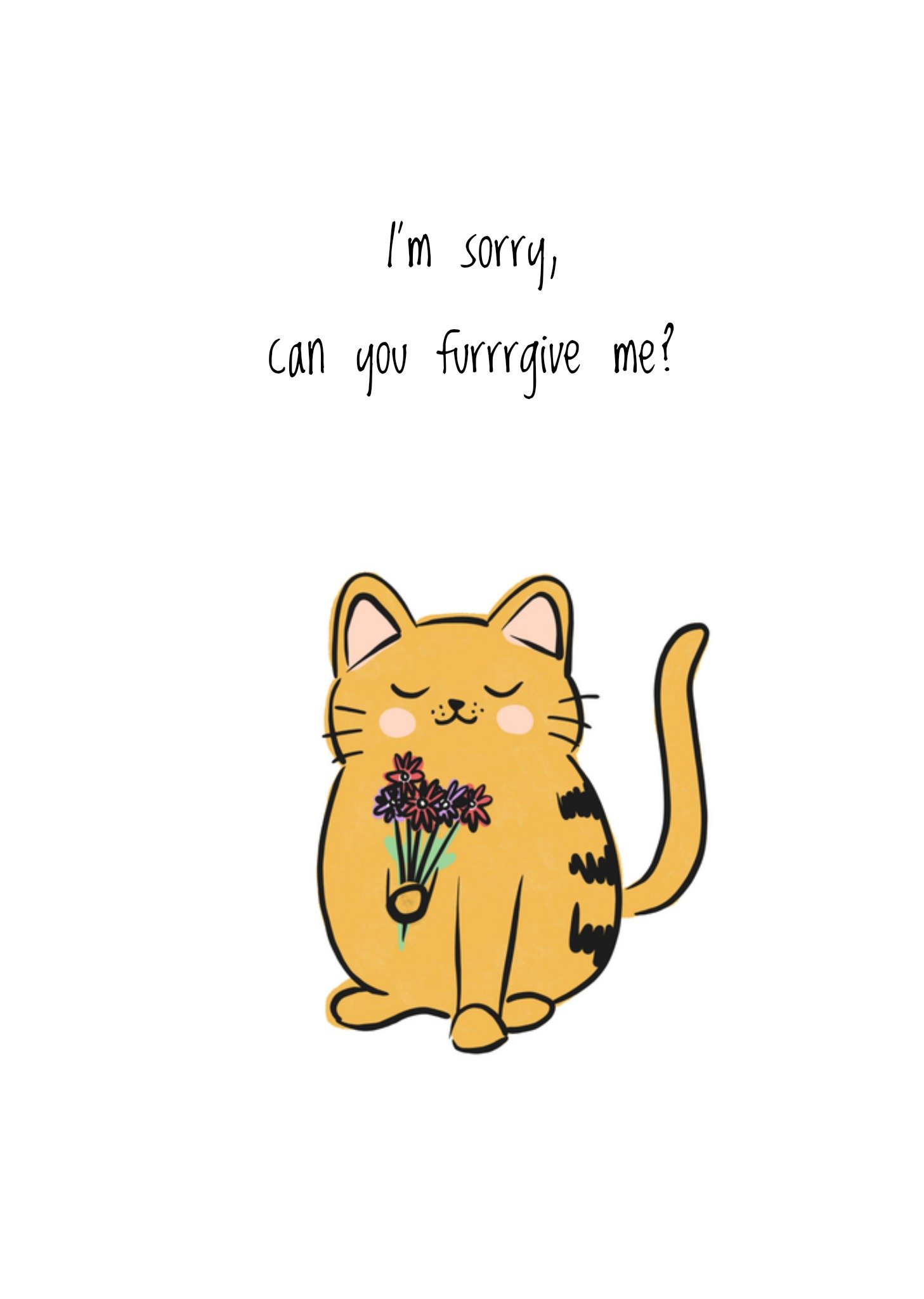 Sorry kaart kat bloemen Greetz