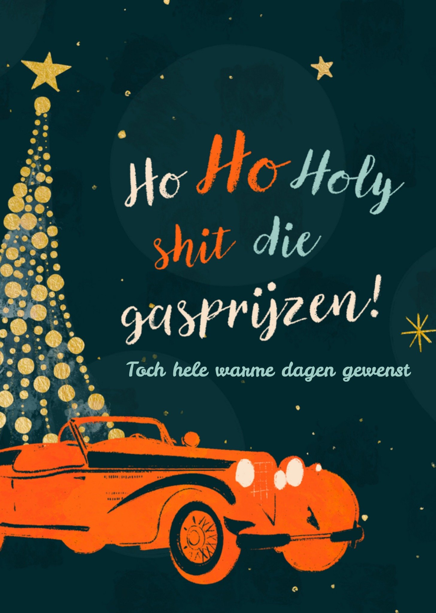 Kerstkaart gasprijzen auto Greetz